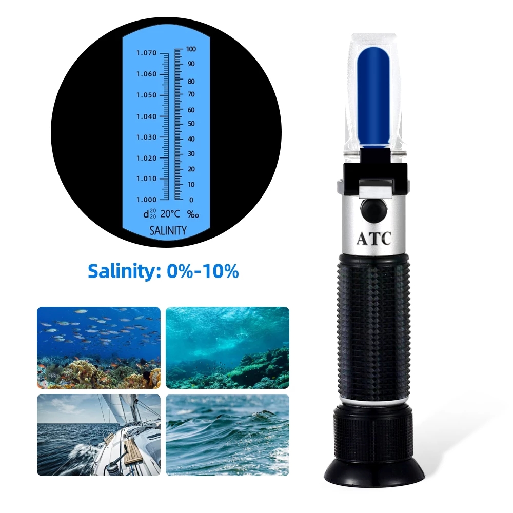 Aquarium Marine Salt - 塩分屈折計 0-10% 1.000-1.070SG 光学式塩分計海水海洋養殖食品塩テスター水族館用