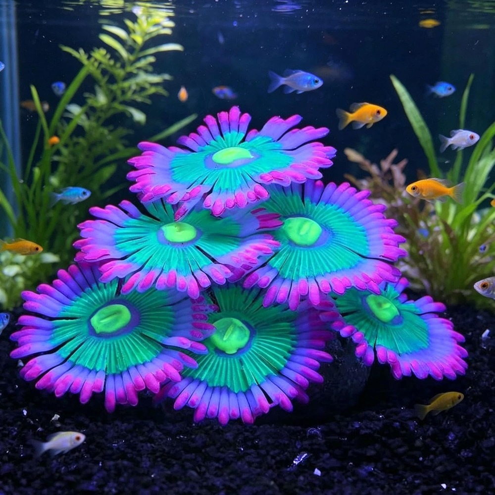 Marine Aquarium Hobby - 光る柔らかい水槽飾り シリコン製人工装飾植物 水槽景観用魚アクセサリー