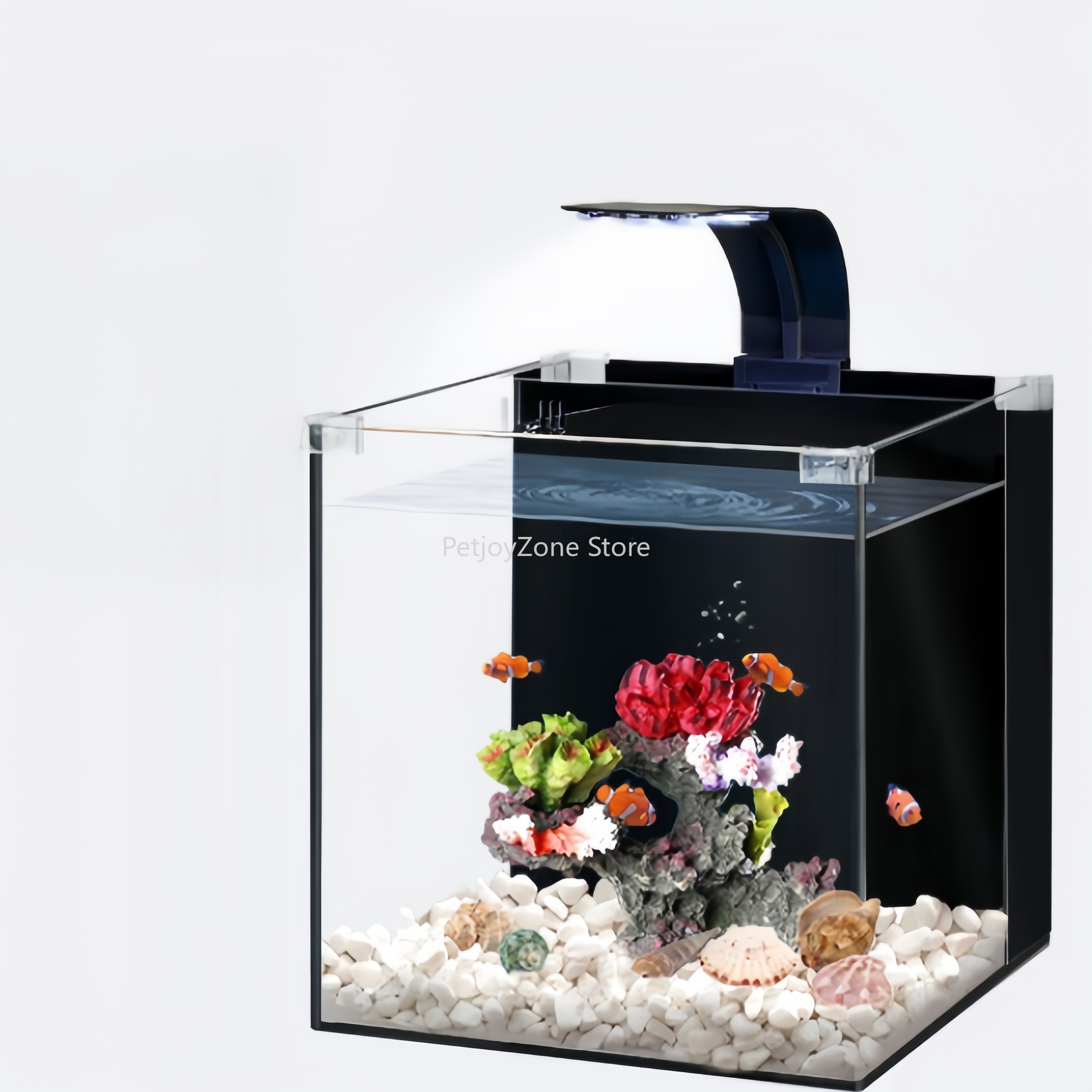 Aquarium Marine Salt - 超透明ガラス製高級ミニ海水魚水槽、リビングルーム用、超静音設計