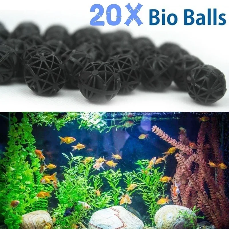 Aquarium Marine Plants - 20 個 16 ミリメートル水族館フィルターバイオボールポータブルウェットドライコットンエアポンプ用クリーン水槽フィルターメディアマリンサム