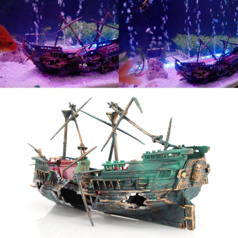 HOT！大型水槽装飾ボート水槽船エアスプリット船難船フィッシ - Aquarium Marina のレビューと価格