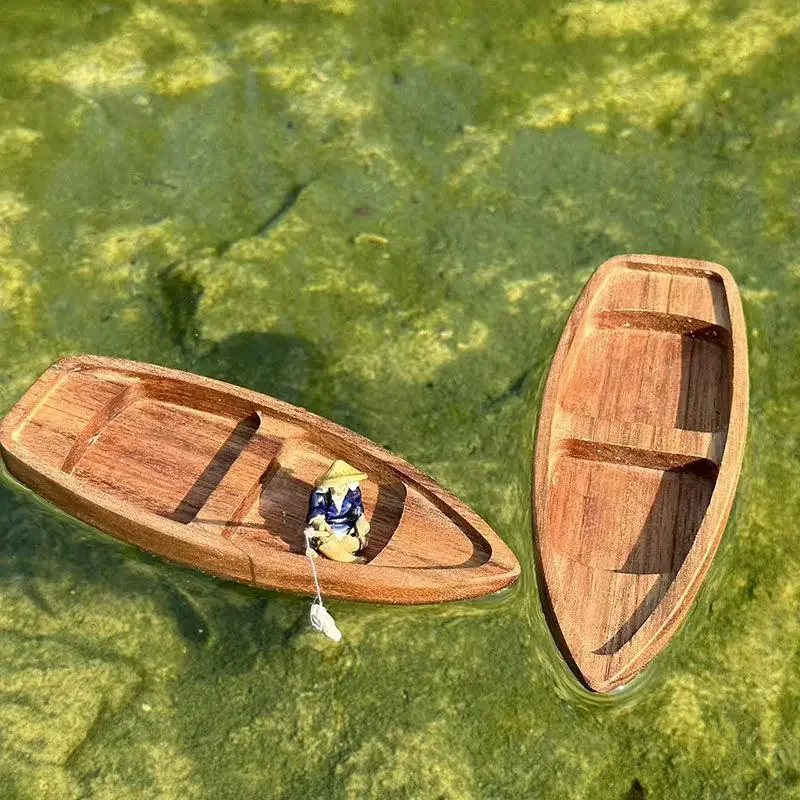 手作り木製ボートミニフローティングボートモデル漁師猫漁船水槽 - Aquarium Marina のレビューと価格