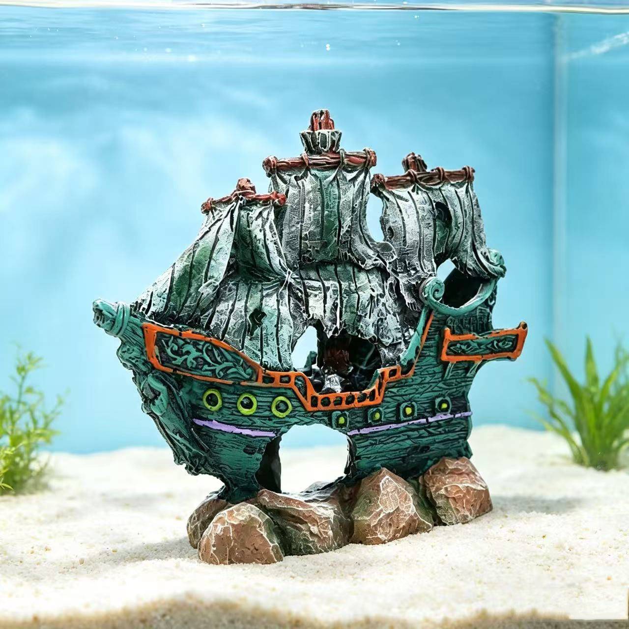 水槽用装飾品、レジン製沈没船オーナメント、水槽アクセサリー、 - Aquarium Marina のレビューと価格