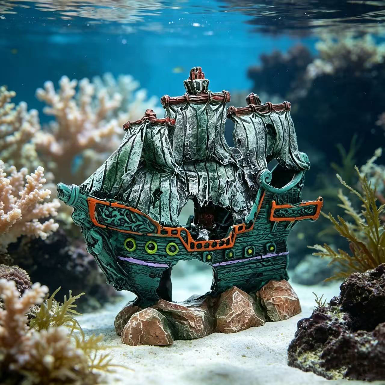 水槽用装飾品、レジン製沈没船オーナメント、水槽アクセサリー、 - Aquarium Marina のレビューと価格