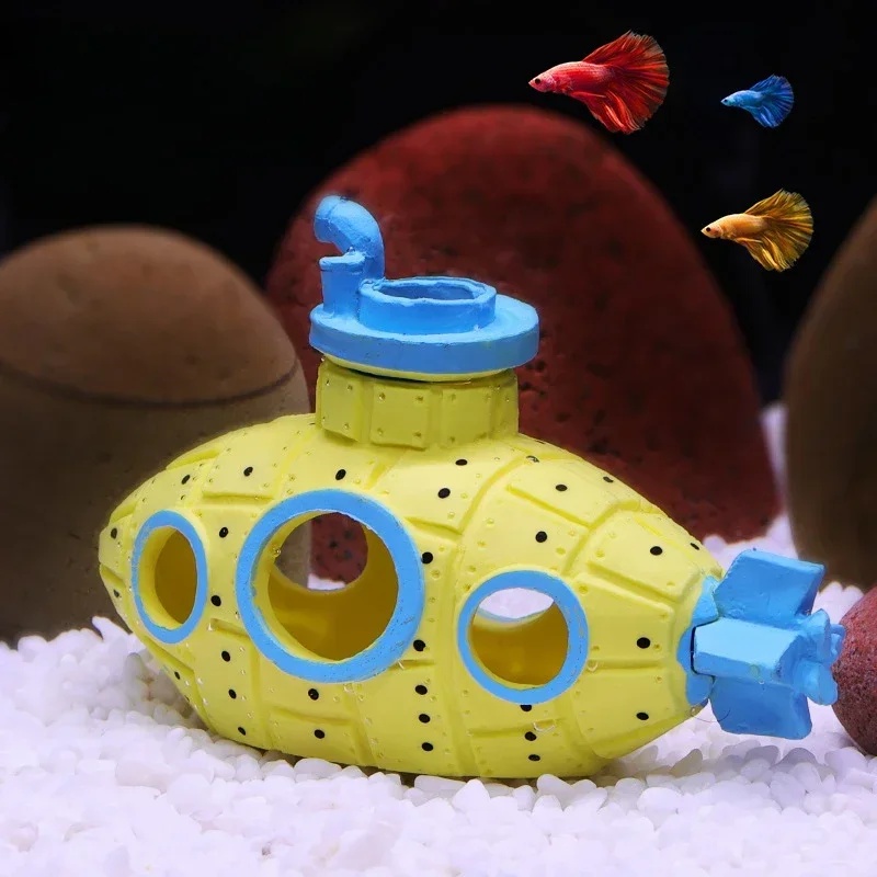 樹脂製潜水艦型オーナメント、水槽飾り、魚やエビの隠れ家、洞窟 - Marine Aquarium Hobby のレビューと価格