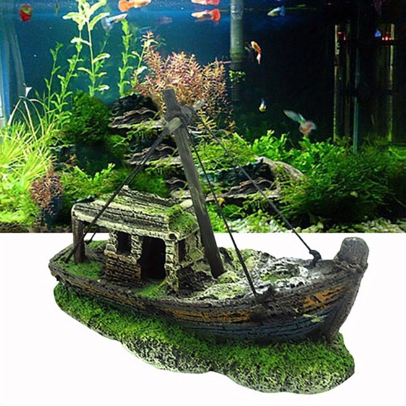 水族館の水槽風景難破船の装飾樹脂ボート飾り水族館アクセサリー - Aquarium Marina のレビューと価格